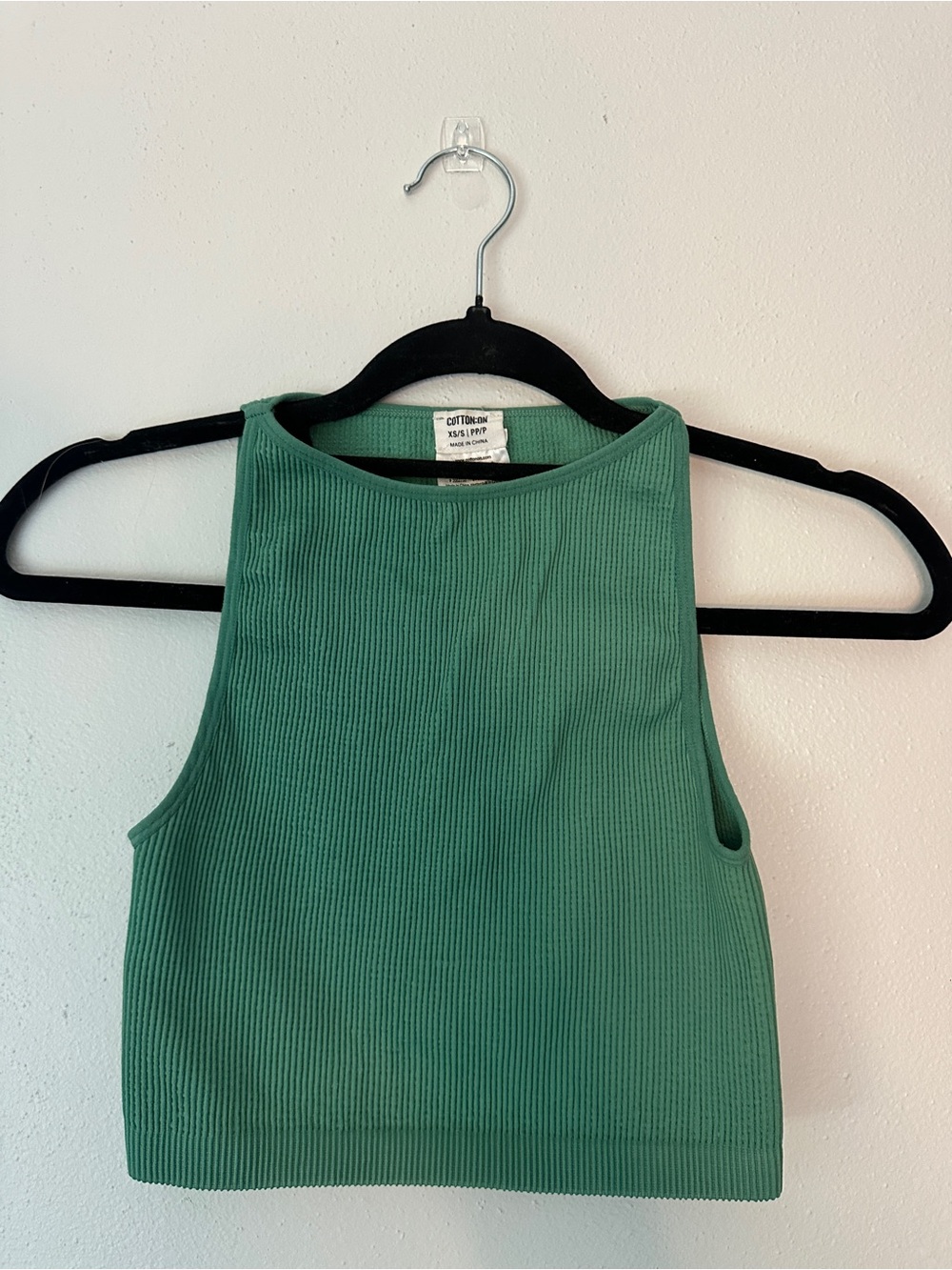 Cotton On Green Ribbed Cropped Tank